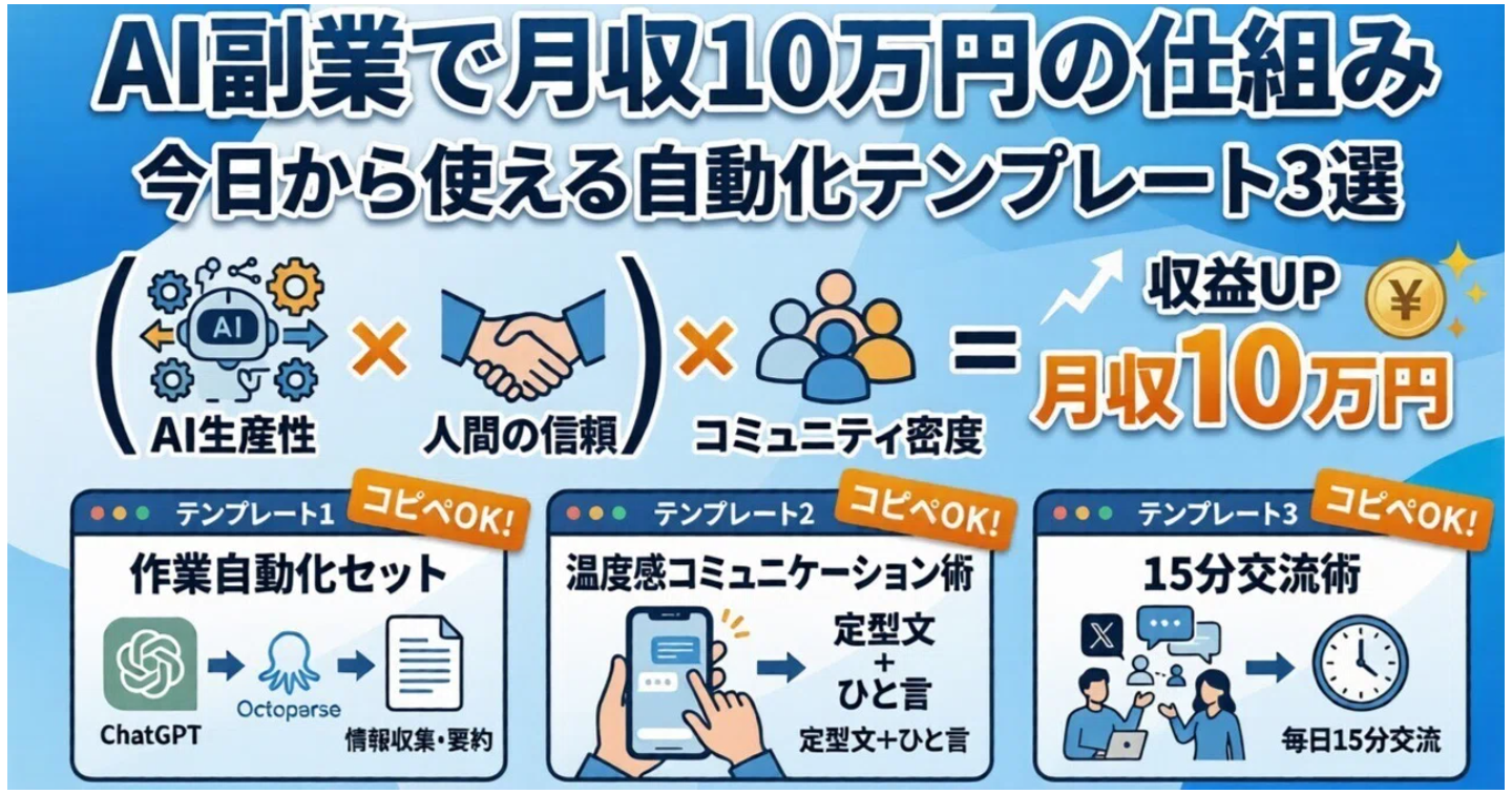 AI副業で月収10万円の仕組み：今日から使える自動化テンプレート3選