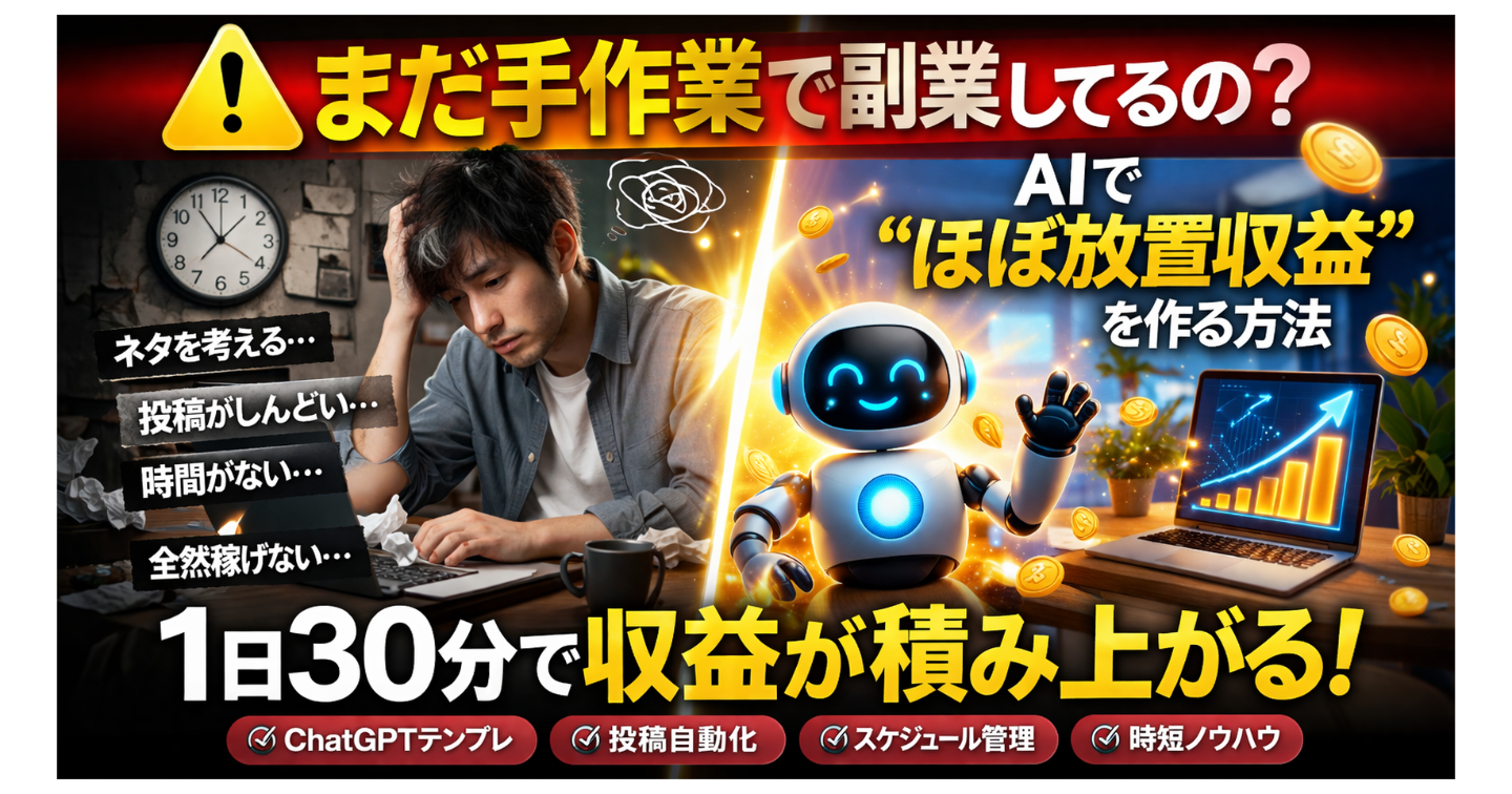 ⚠️まだ手作業で副業してるの？AIで“ほぼ放置収益”を作る方法
