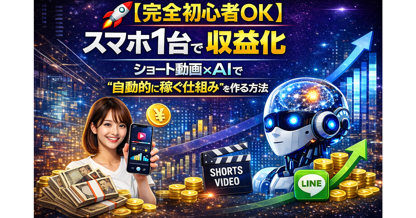 🚀【完全初心者OK】スマホ1台で収益化ショート動画×AIで“自動的に稼ぐ仕組み”を作る方法     