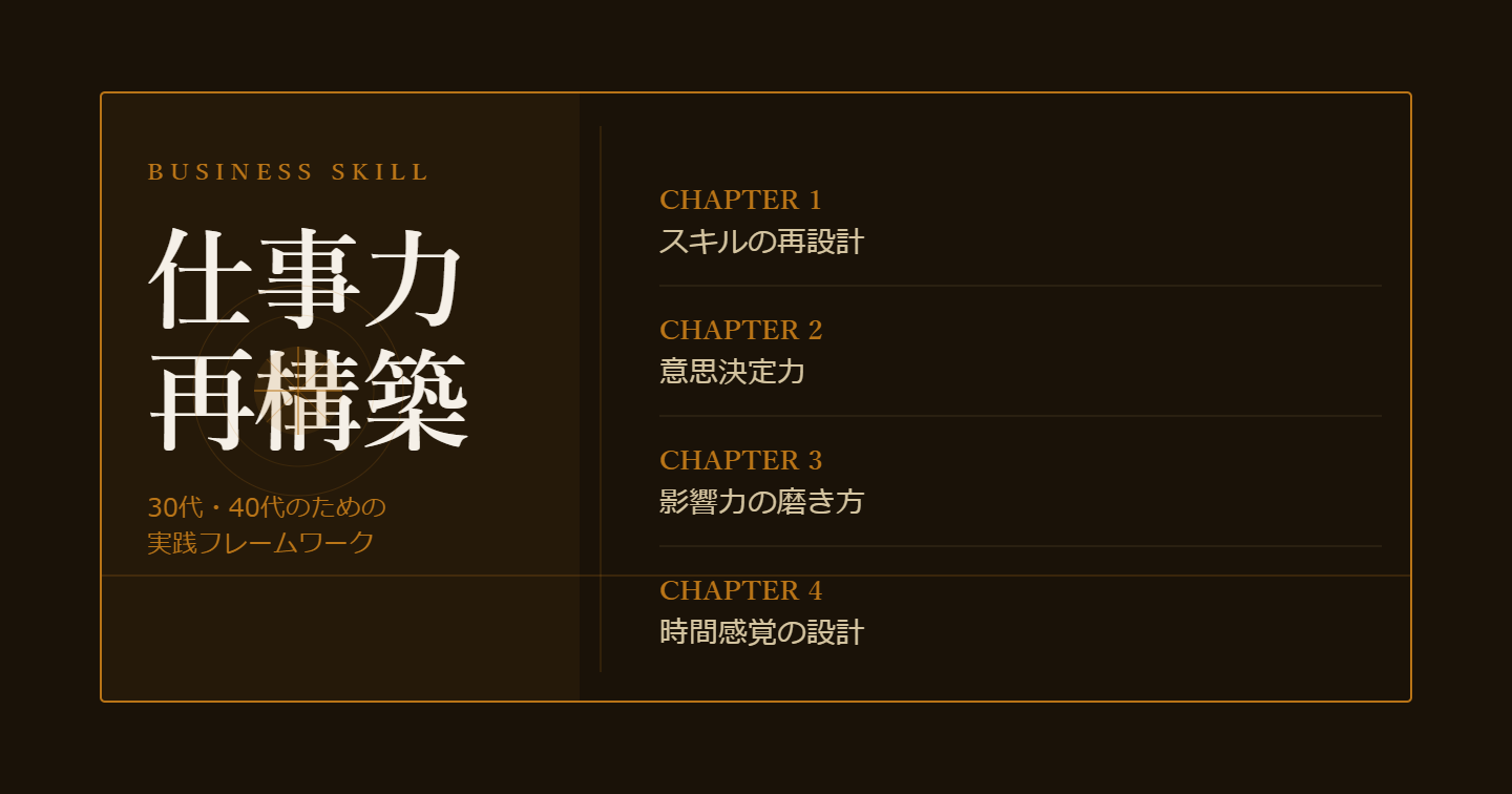 ３０代・４０代のビジネスパーソンが今すぐ身につけるべき「仕事力」の再構築