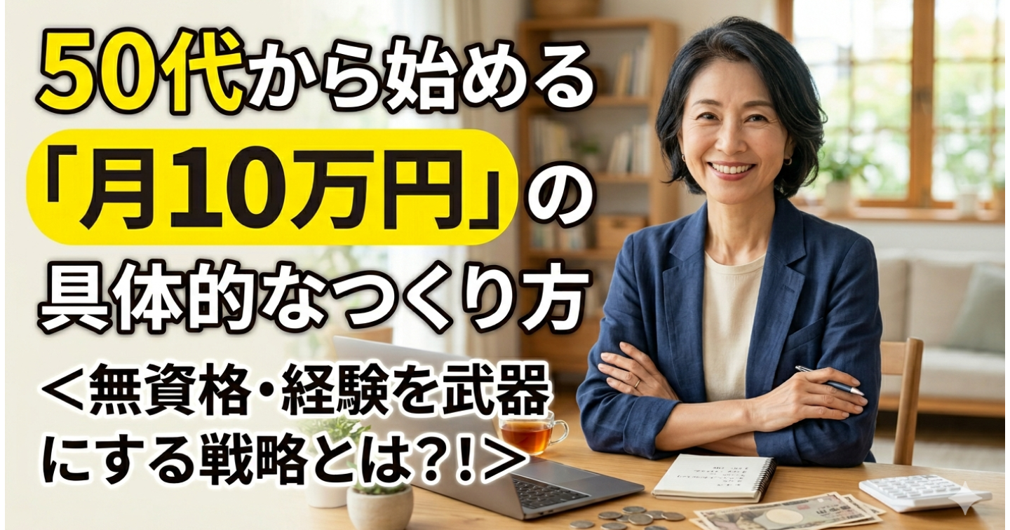 50代から始める「月10万円」の具体的なつくり方＜無資格・経験を武器にする戦略とは？！＞