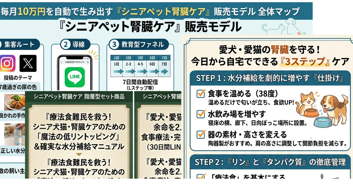 毎月10万円を自動で生み出す「シニアペット腎臓ケア」販売モデル