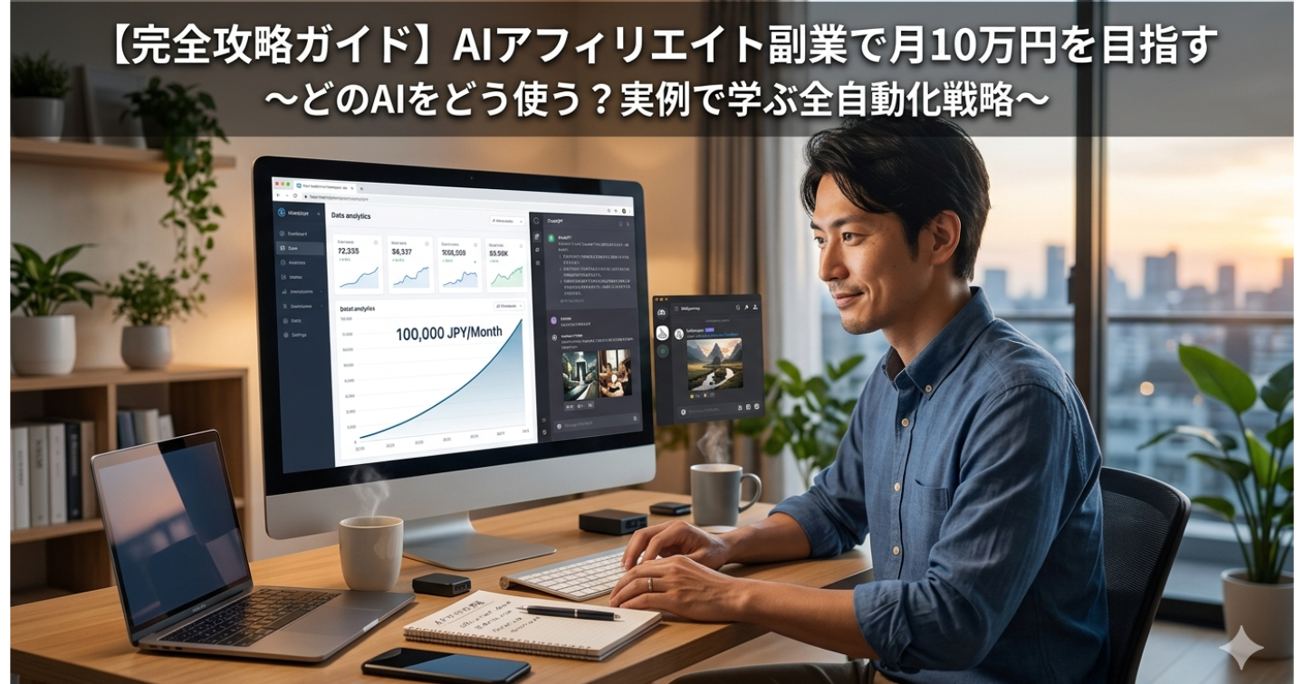 【完全攻略ガイド】AIアフィリエイト副業で月10万円を目指す〜どのAIをどう使う？実例で学ぶ全自動化戦略〜