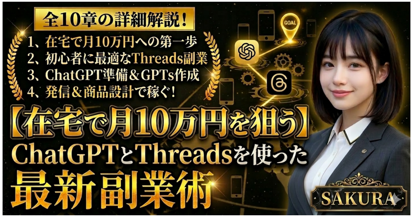 【在宅で月10万円を狙う】【65,000文字以上の詳細説明】ChatGPTとThreadsを使った最新副業術