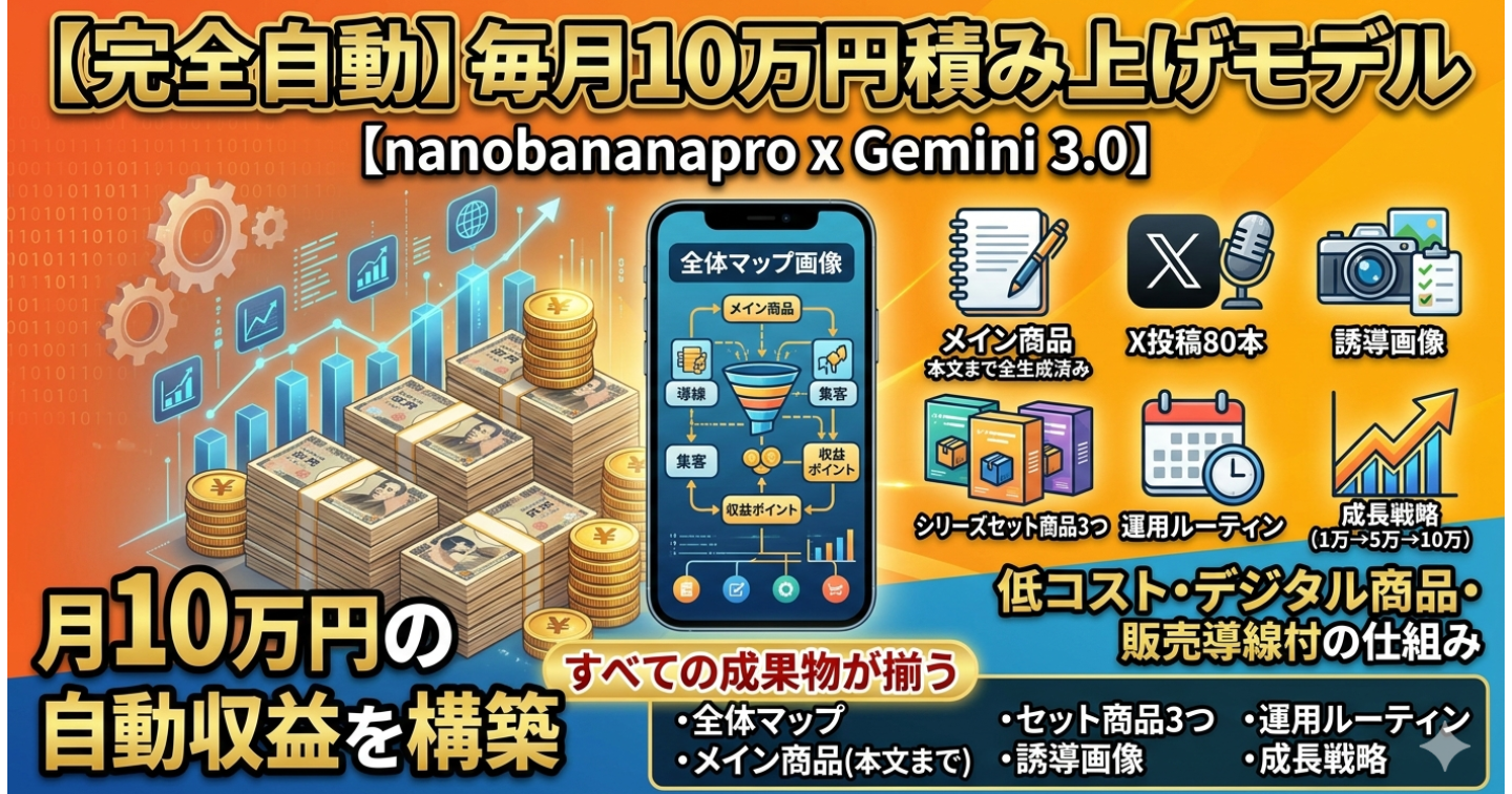 【ジェミニ3.0完全対応】1日60分で完結する“自動収益核”構築キット」