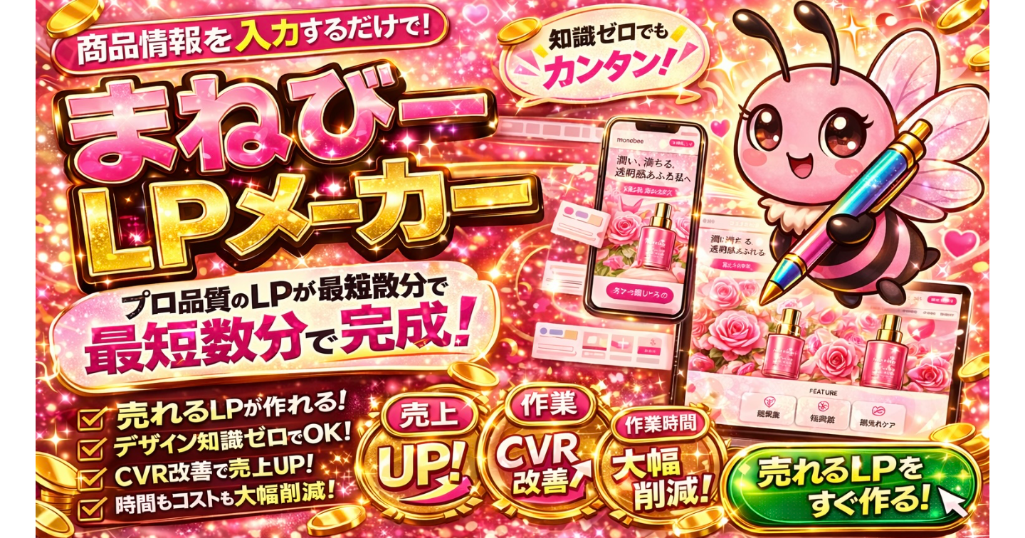 商品情報を入力するだけでプロ品質のLPが数分で完成🐝まねびーLPメーカー