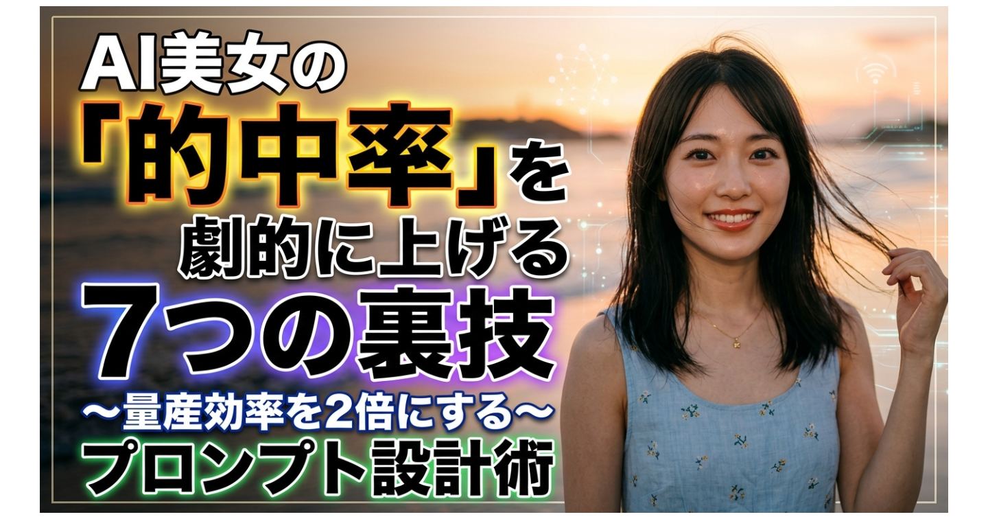 AI美女の“当たり率”を劇的に上げる7つの裏ワザ
〜量産効率が2倍になるプロンプト設計術〜