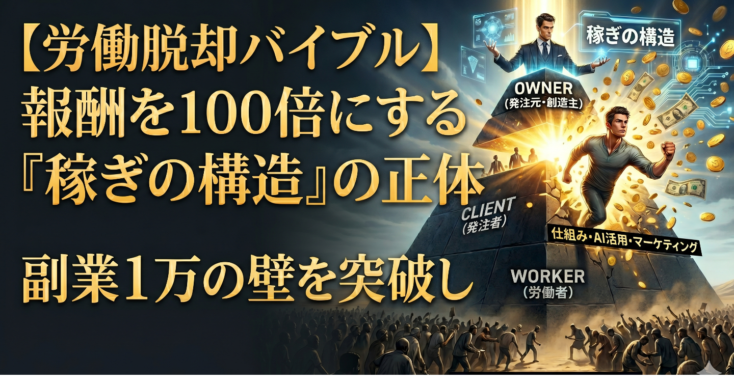 【労働脱却バイブル】副業1万の壁を突破し報酬を100倍にする「稼ぎの構造」の正体