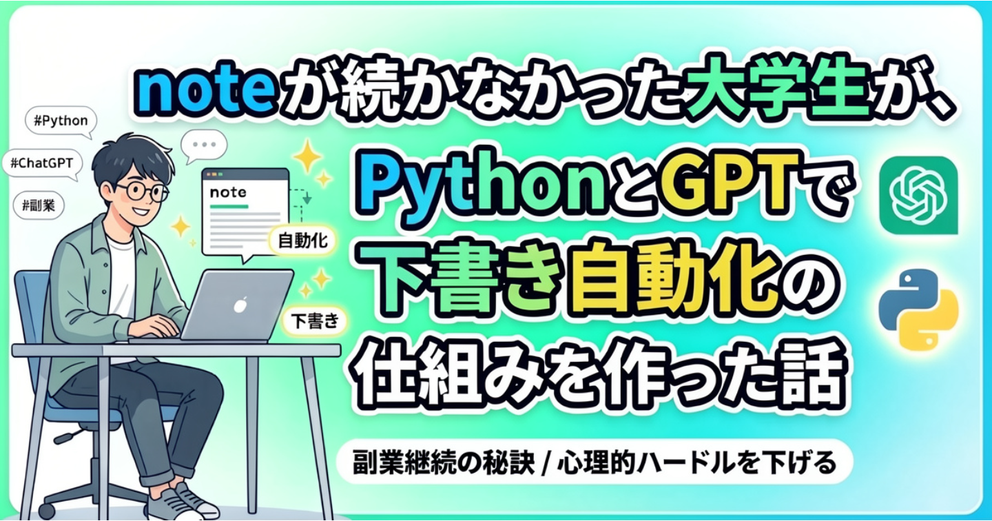 noteが続かなかった大学生が、PythonとGPTで下書き自動化の仕組みを作った話