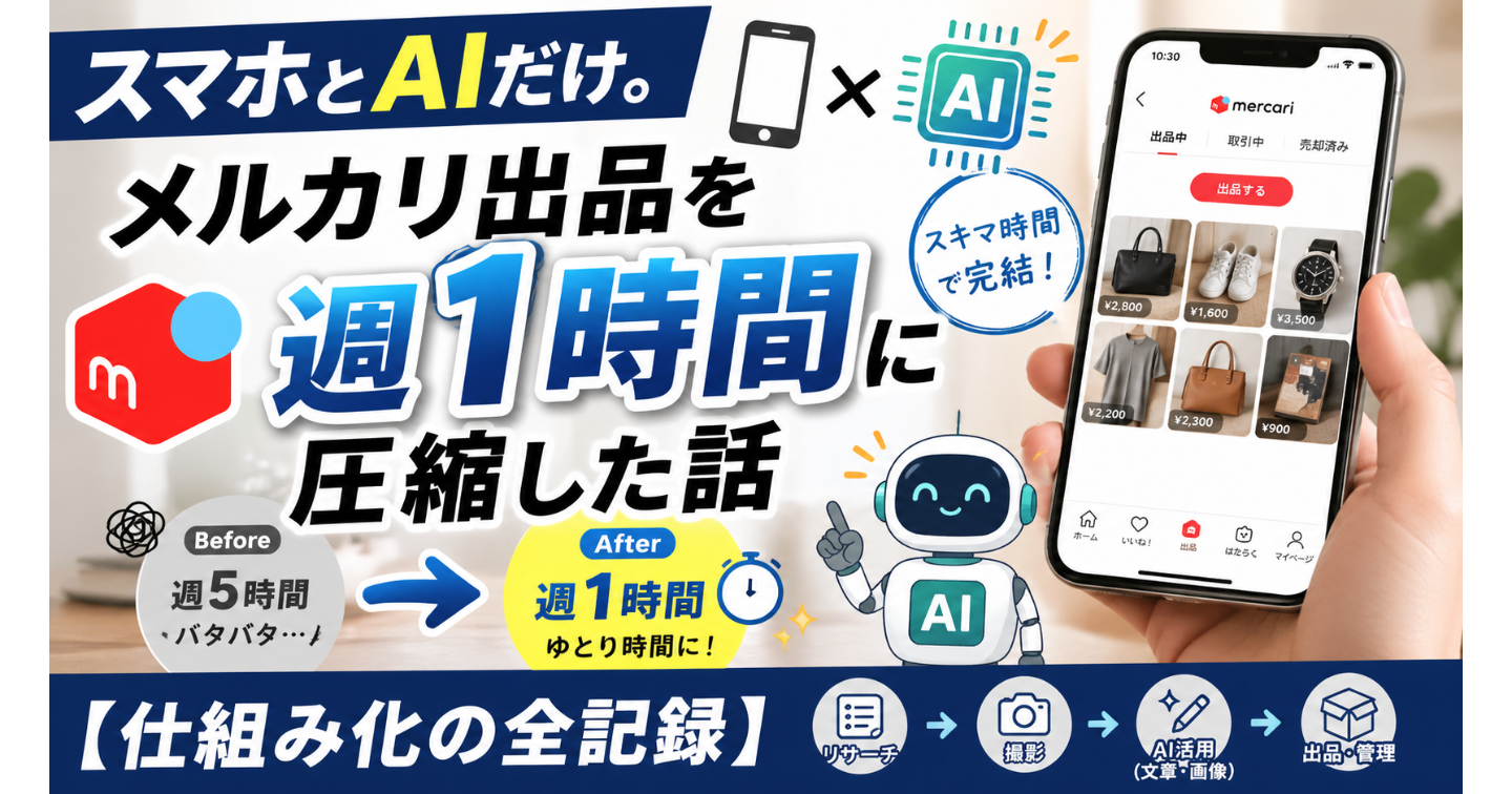 スマホとAIだけ。メルカリ出品を週1時間に圧縮した話【仕組み化の全記録】