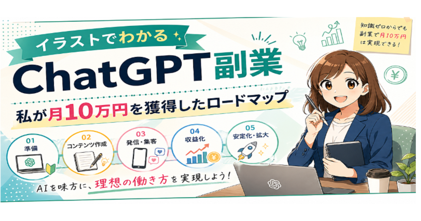 イラストでわかるChatGPT副業 私が月10万円を獲得したロードマップ