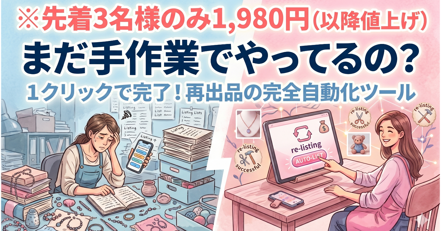 【minne攻略】新着アルゴリズムの仕組みと、毎日の「再出品」作業を極限まで効率化する補助スクリプト（※先着部数限定で最安値）