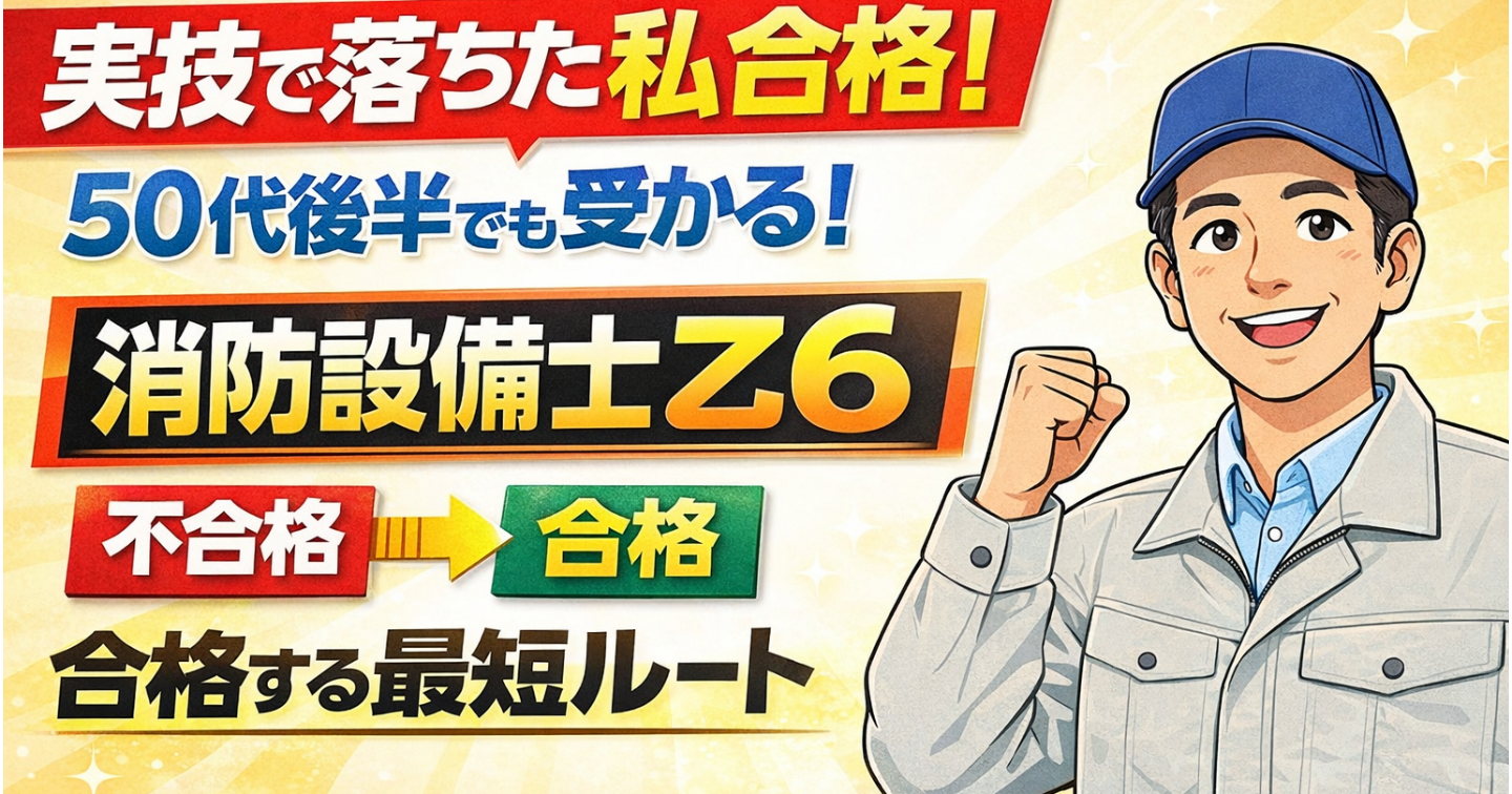 【実技で落ちた私が合格】50代後半からでも受かる消防設備士乙6実際に出た問題と最短勉強法