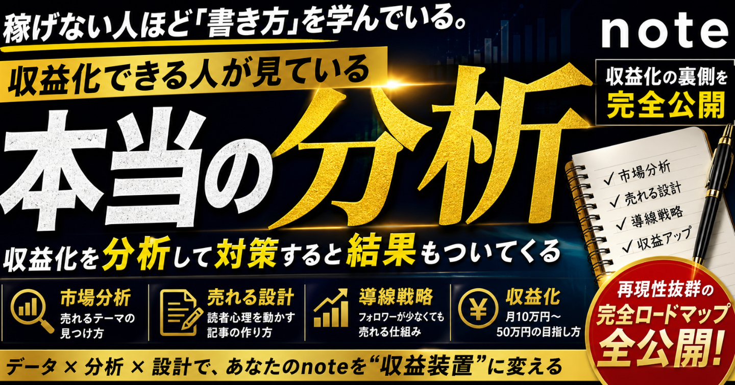 note収益化の正体。頑張っても売れない人が知らない「分析と設計」の話