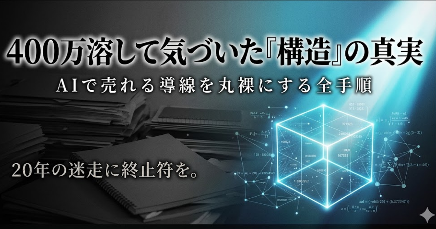 【保存版】教材に400万溶かした元・ノウハウコレクターが気づいた、「売れる構造」をAIで丸裸にし、1日40分で月3万が勝手に積み上がる全手順