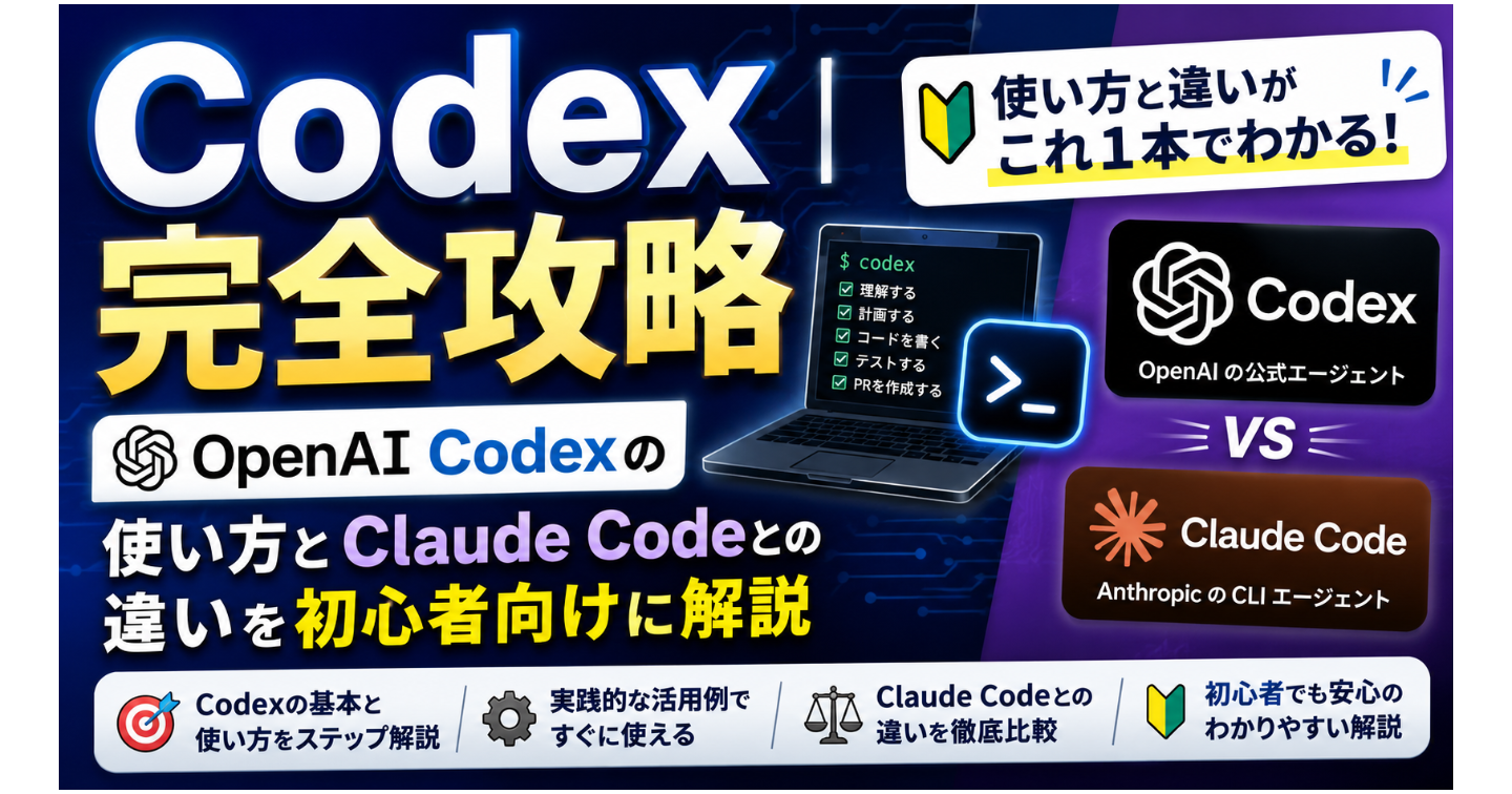 Codex完全攻略｜OpenAI Codexの使い方とClaude Codeとの違いを初心者向けに解説