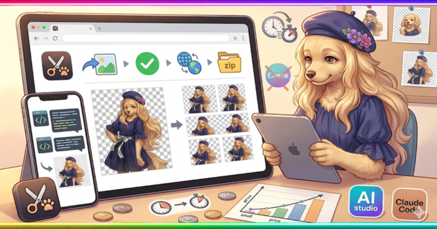 Canva不要で1分完成！？LINEスタンプ作りが爆速になる神アプリを見つけちゃったよ！🐶✨
