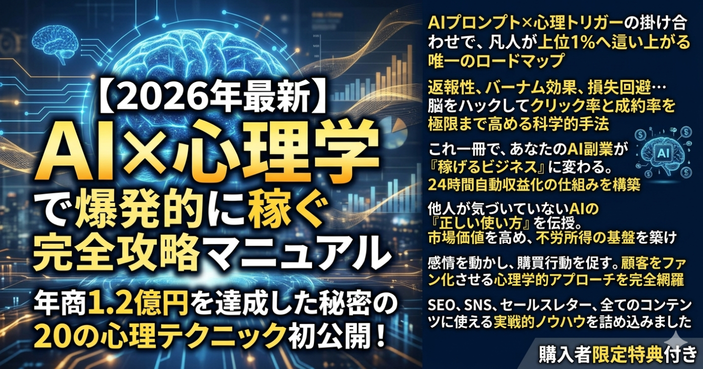 AI×心理学で爆発的に稼ぐ完全効率マニュアル
