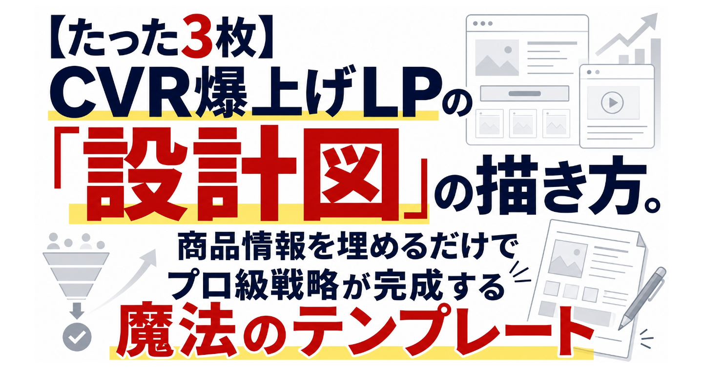 【たった3枚】CVR爆上げLPの「設計図」の描き方。商品情報を埋めるだけでプロ級戦略が完成する魔法のテンプレート