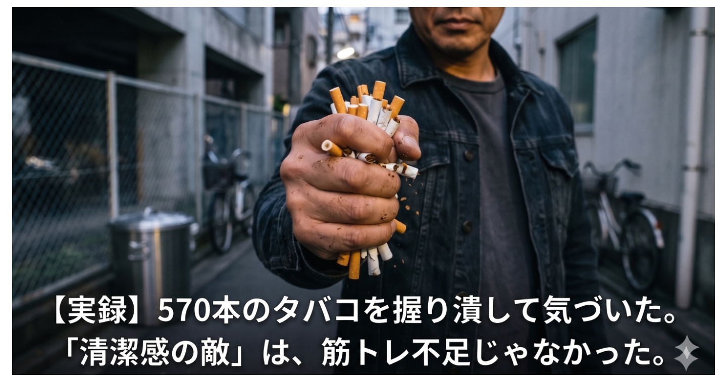 【実録】570本のタバコを握り潰して気づいた。「清潔感の敵」は、筋トレ不足じゃなかった。