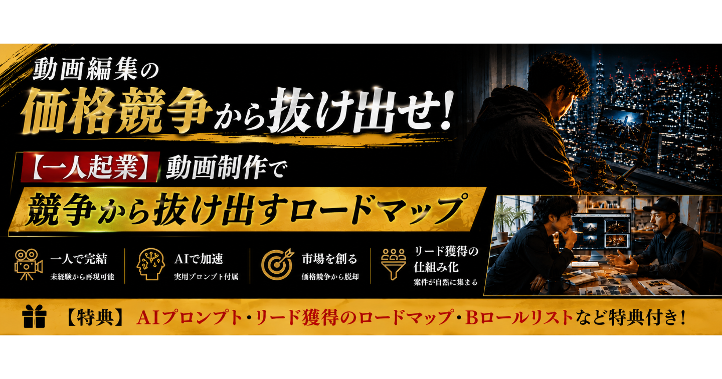 【一人起業】
動画制作の価格競争から抜け出すロードマップ