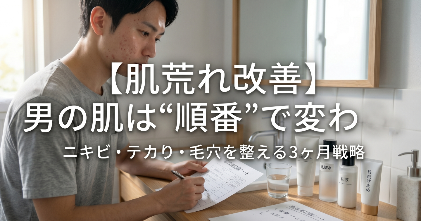 【肌荒れ改善】男の肌は“順番”で変わる。