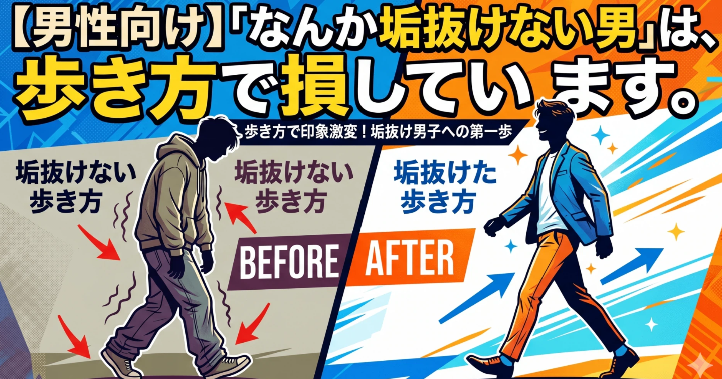 【男性向け】「なんか垢抜けない男」は、歩き方で損しています。