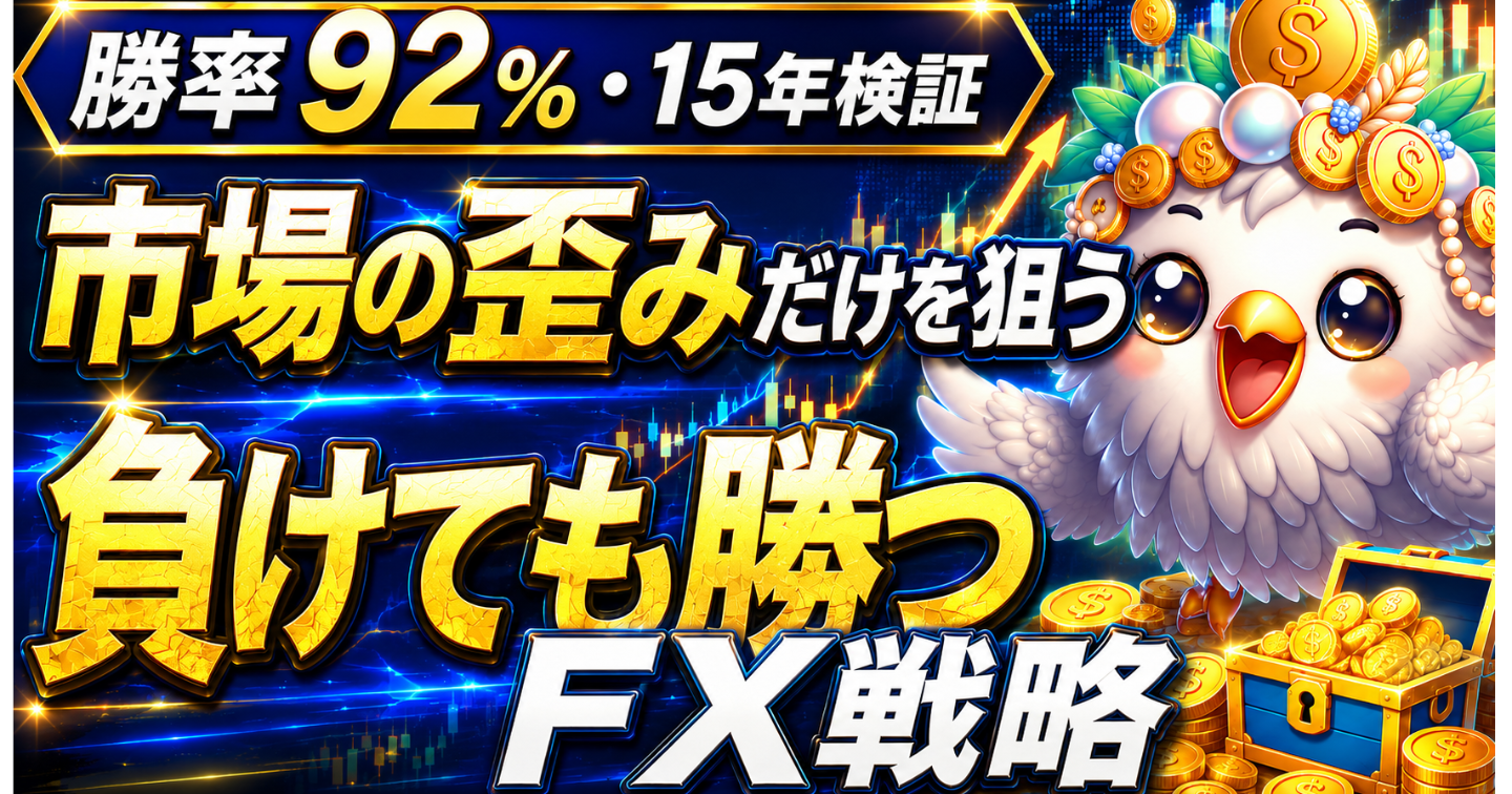 【勝率92％・15年検証】”市場の歪み”だけを狙う「負けても勝つ」FX戦略