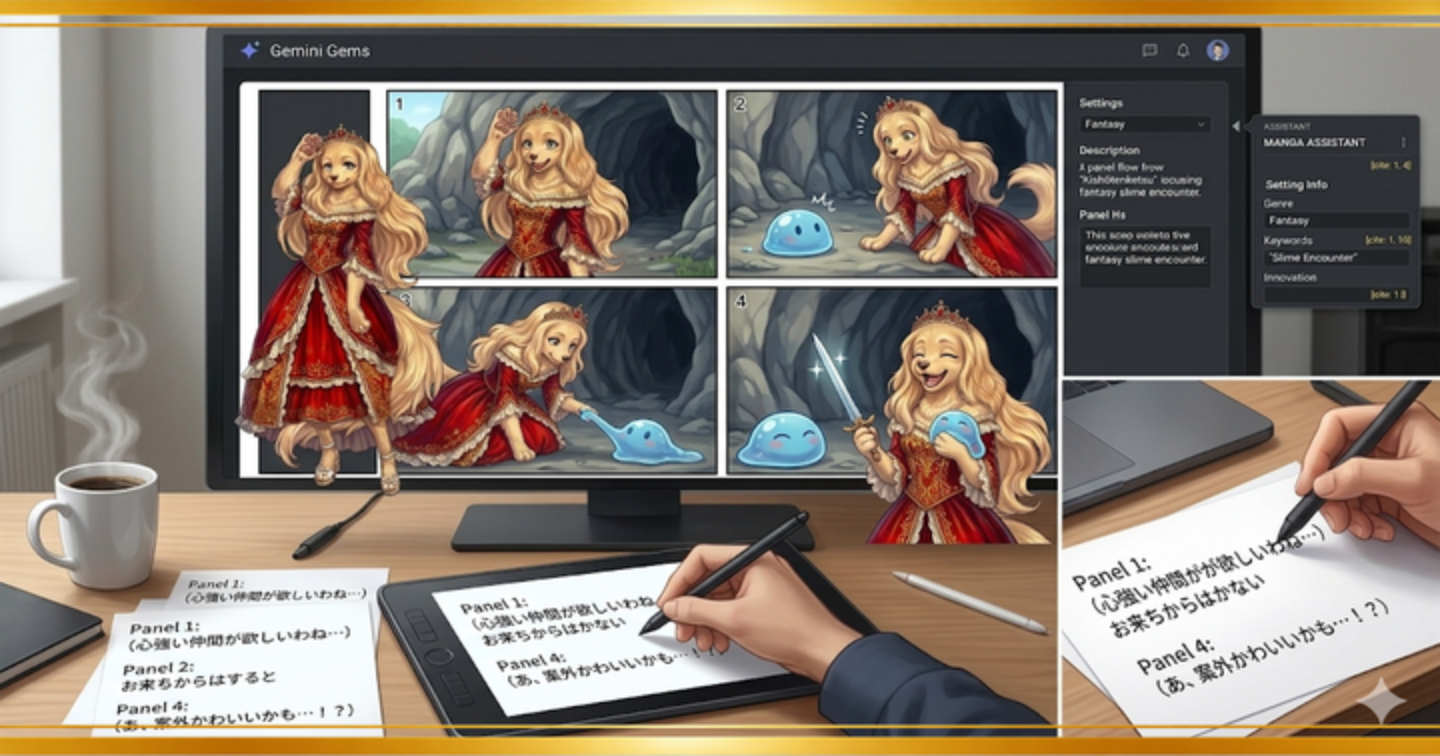 自分だけの漫画アシスタントを育てる！Gemini Gemsでキャラを統一して4コマ漫画を作る方法