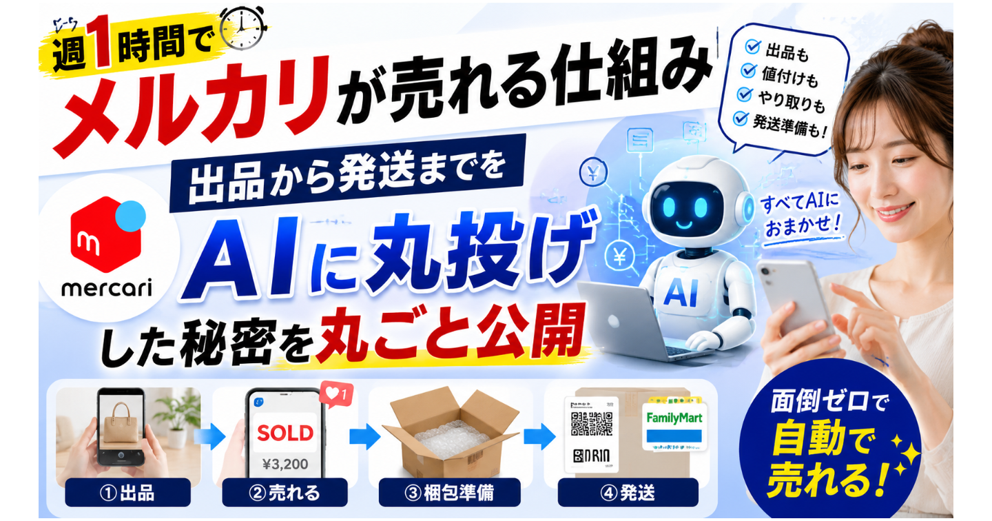 週1時間でメルカリが売れる仕組み｜出品から発送までをAIに丸投げした秘密を丸ごと公開