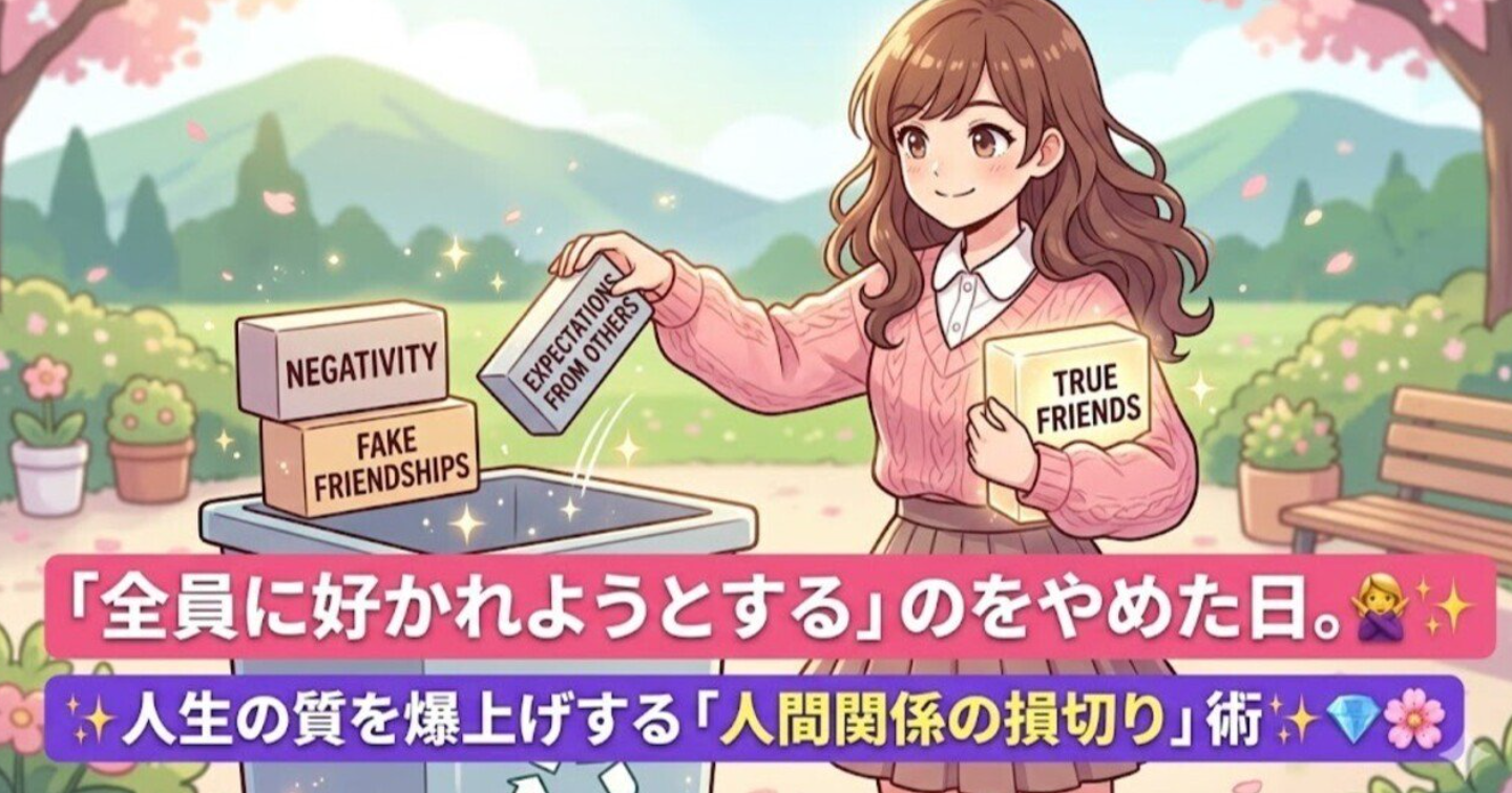 「全員に好かれようとする」のをやめた日。人生の質を爆上げする「人間関係の損切り」術っ🌸✨