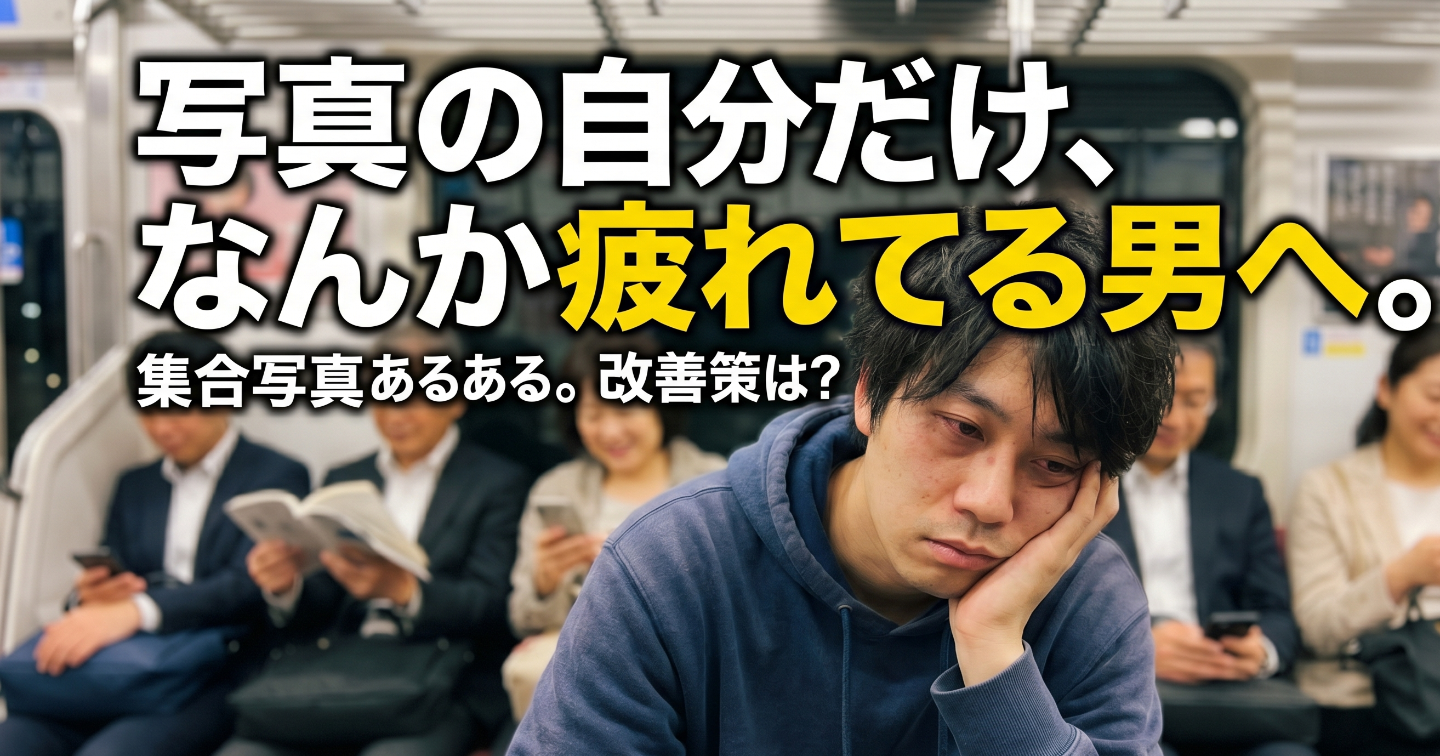 写真の自分だけ、なんか疲れてる男へ。