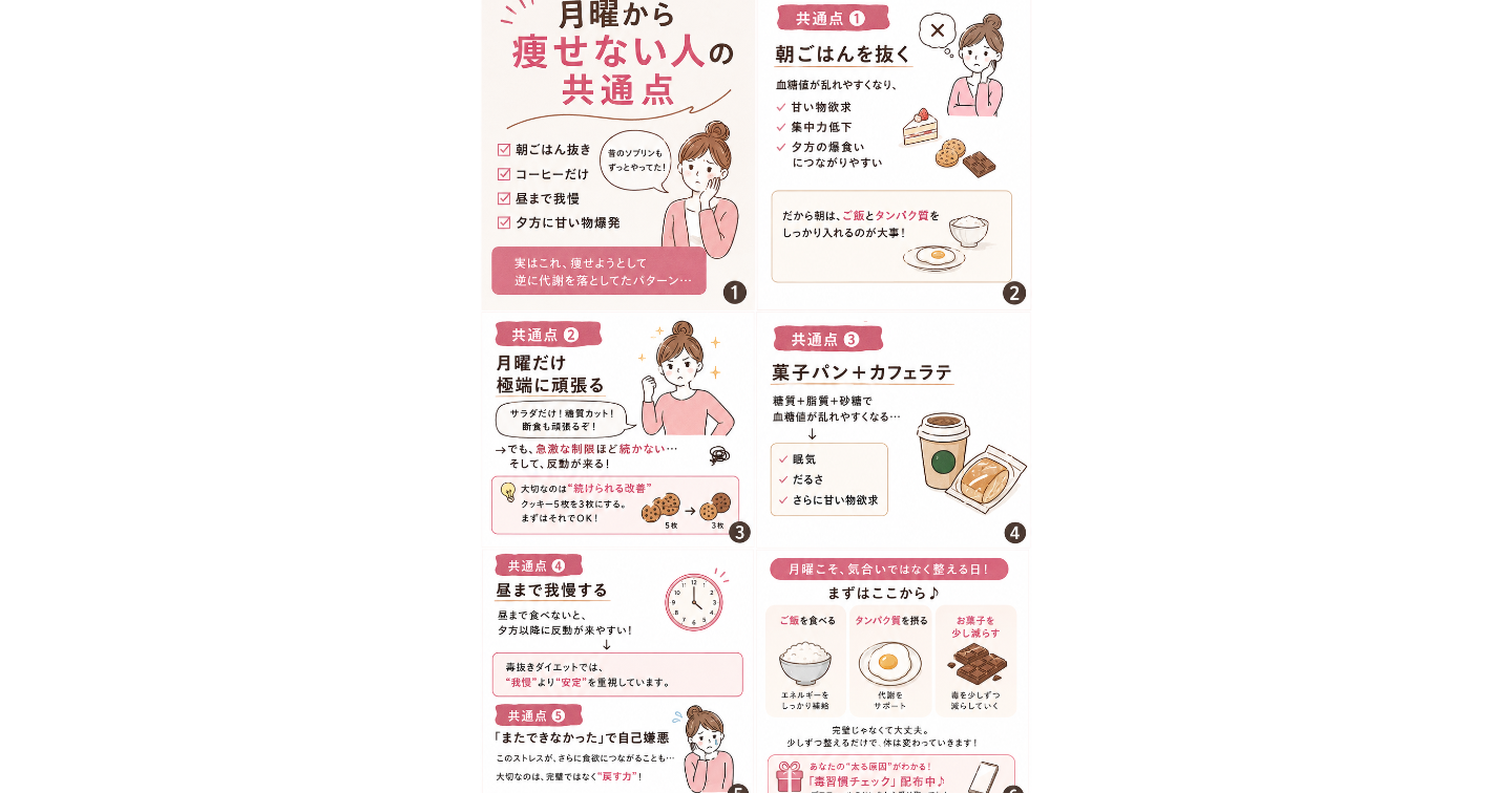 月曜から痩せない人の共通習慣5選