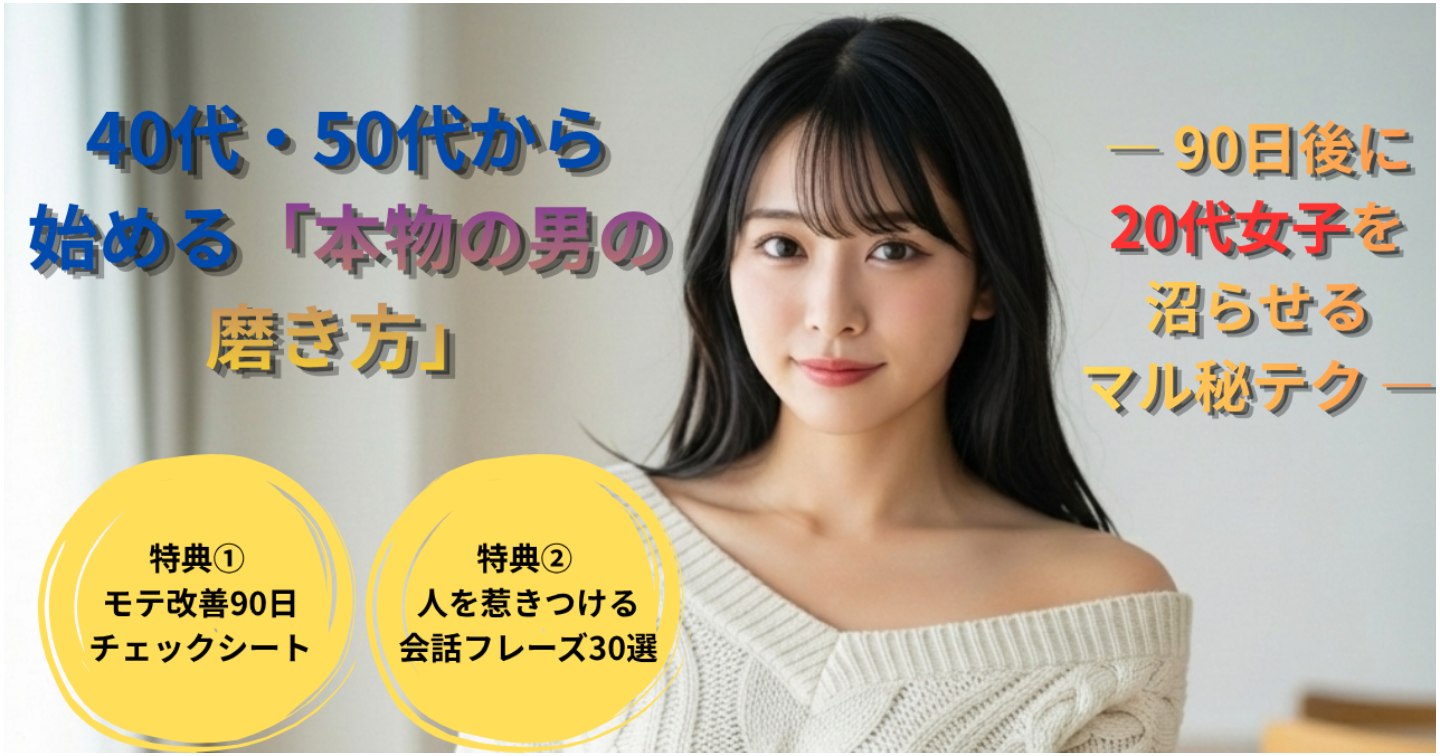 40代・50代から始める「本物の男の磨き方」～ 90日で20代女子を沼らせるマル秘テク ～