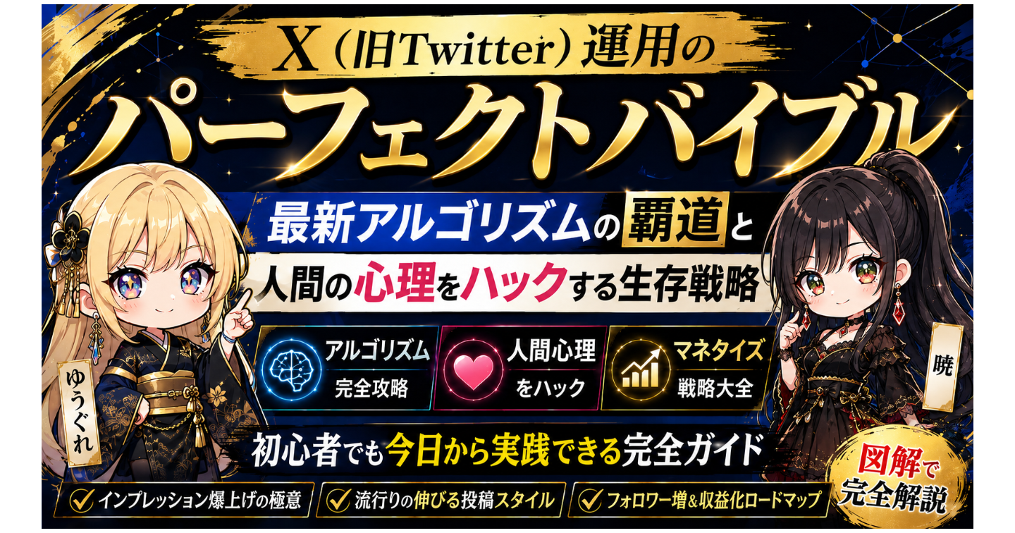 【X（旧Twitter）運用のパーフェクトバイブル】最新アルゴリズムの覇道と人間の心理をハックする生存戦略