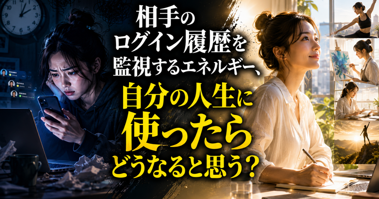 相手のログイン履歴を監視するエネルギー、自分の人生に使ったらどうなると思う？