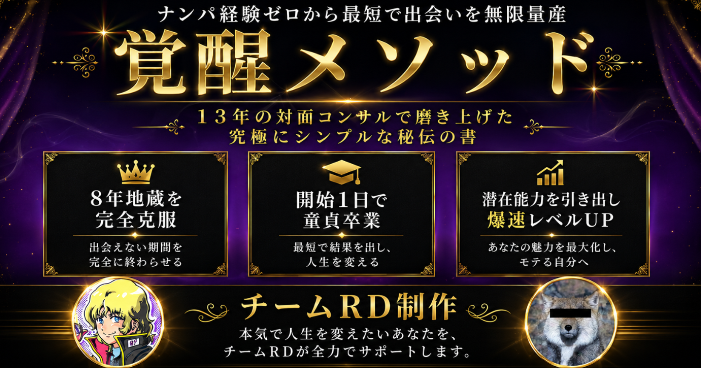 【覚醒メソッド】ゼロから「最短で」モテる男へー「簡単に」「楽しく」出会いを爆増させる