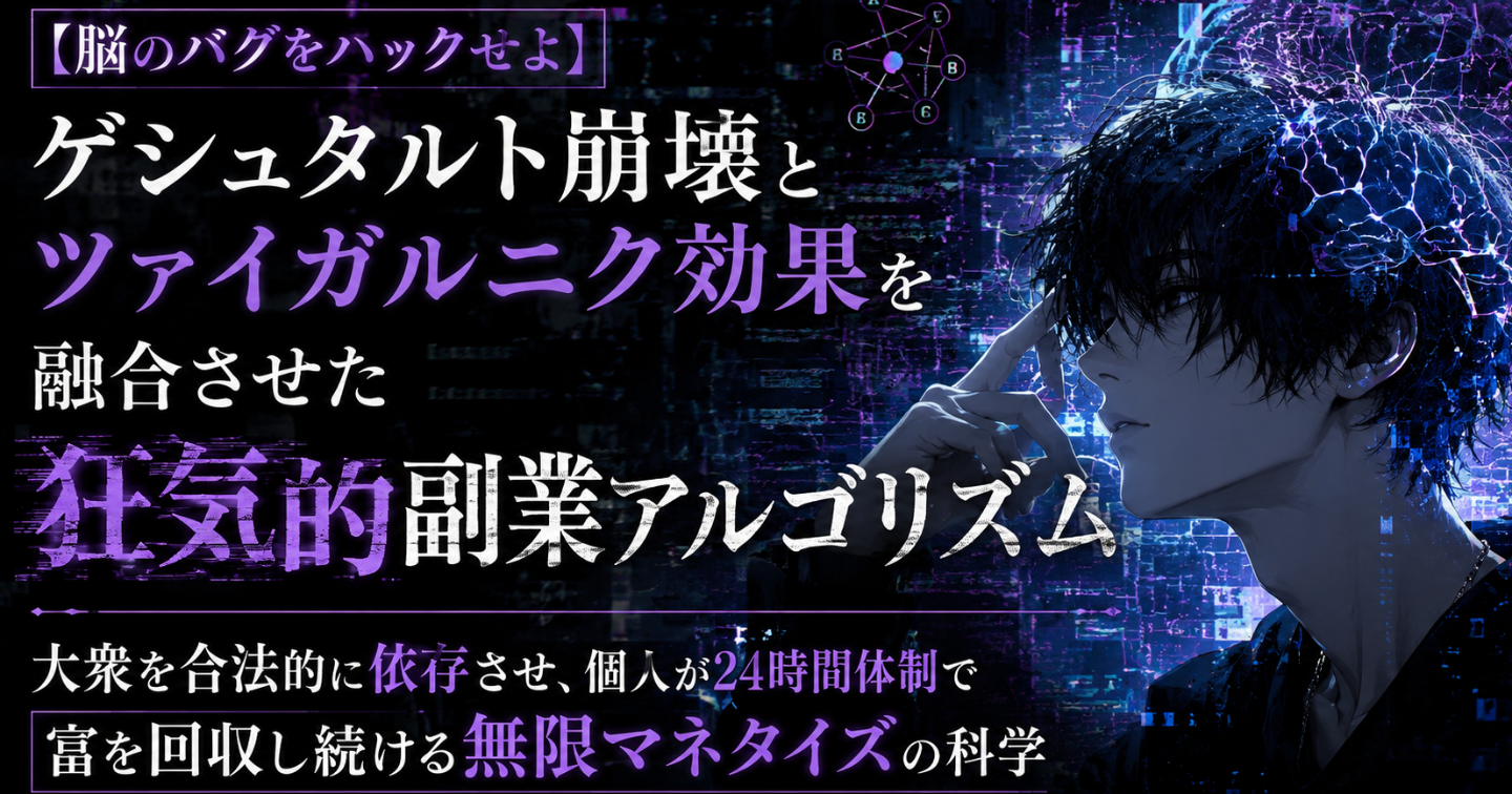 『【脳のバグをハックせよ】ゲシュタルト崩壊とツァイガルニク効果を融合させた狂気的副業アルゴリズム』
