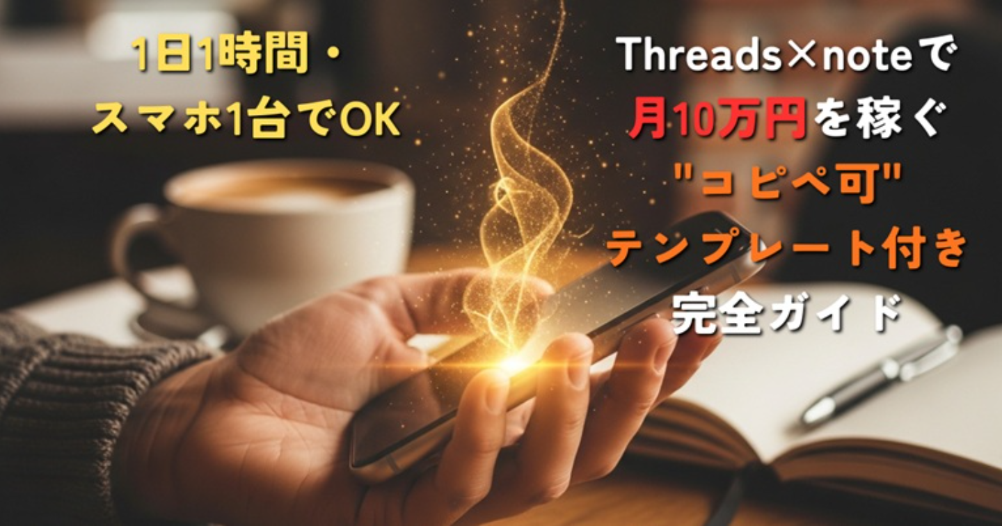 1日1時間・スマホ1台でOK｜Threads×noteで月10万円を稼ぐ"コピペ可"テンプレート付き完全ガイド