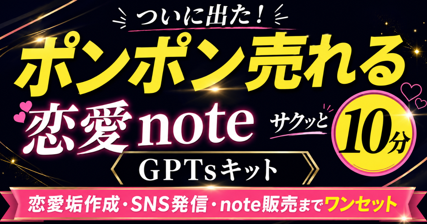 ついに出た！ポンポン売れる「恋愛note」をサクッと10分で作るGPTsキット