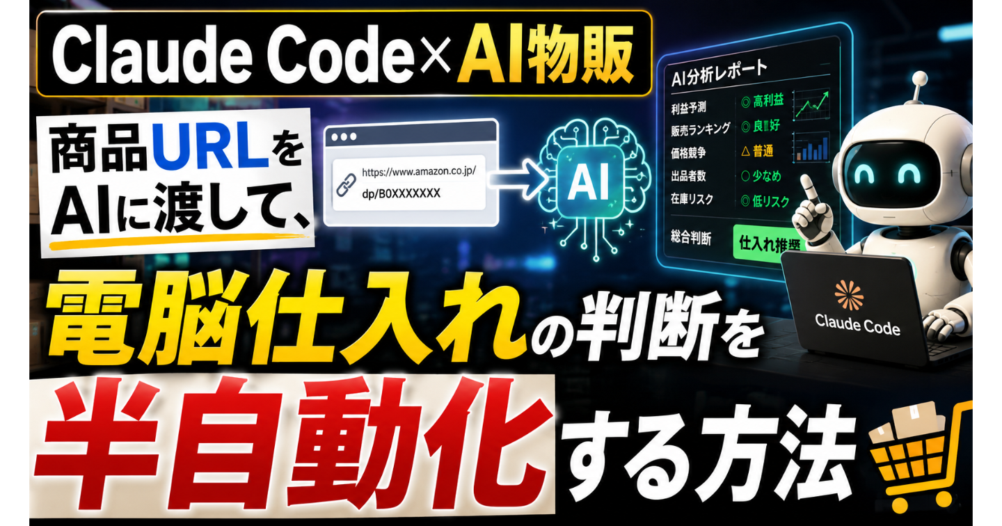 【Claude Code×AI物販】商品URLをAIに渡して、電脳せどりの判断を半自動化する方法
