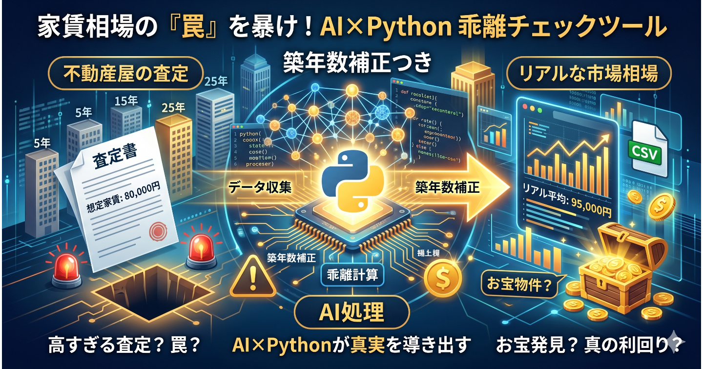 🏠不動産屋の言いなりを防ぐ！AI×Pythonで作る「リアル家賃相場」自動査定＆乖離チェックツール