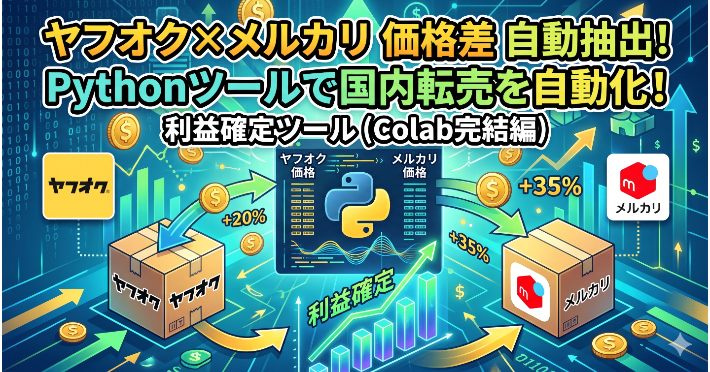 💰 コピペで完了！ヤフオク×メルカリ価格差を自動抽出するAI×Python利益確定ツール（Colab完結編）