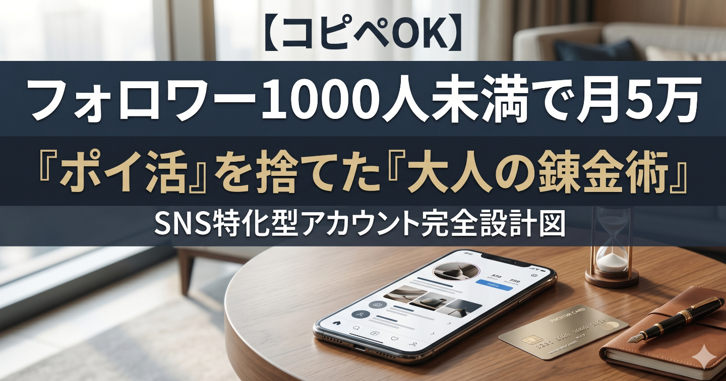 【コピペOK】フォロワー500人で月5万稼ぐ。チマチマした「ポイ活」を捨てて『大人のほったらかし錬金術』特化型アカウントを作る完全設計図