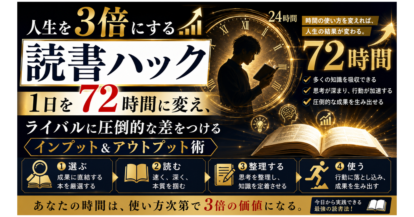 人生を３倍にする読書ハック：１日を72時間に変え、ライバルに圧倒的な差をつけるインプット＆アウトプット術。