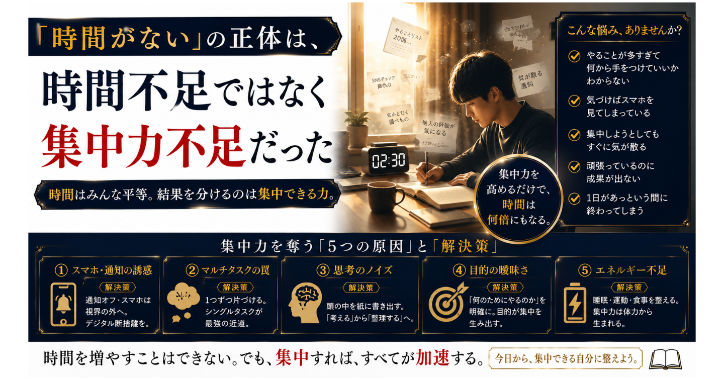 「時間がない」の正体は、時間不足ではなく集中力不足だった