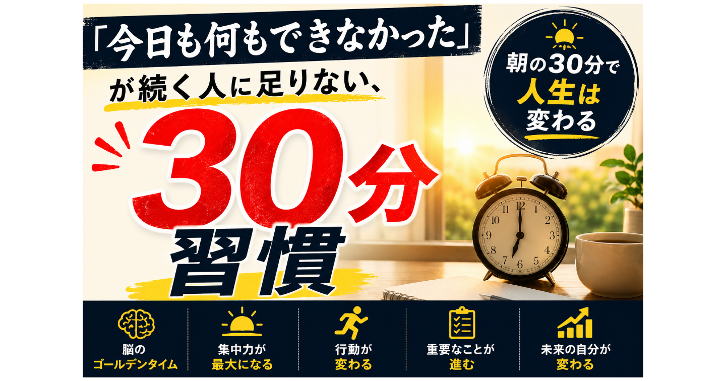 「今日も何もできなかった」が続く人に足りない、たった30分の習慣