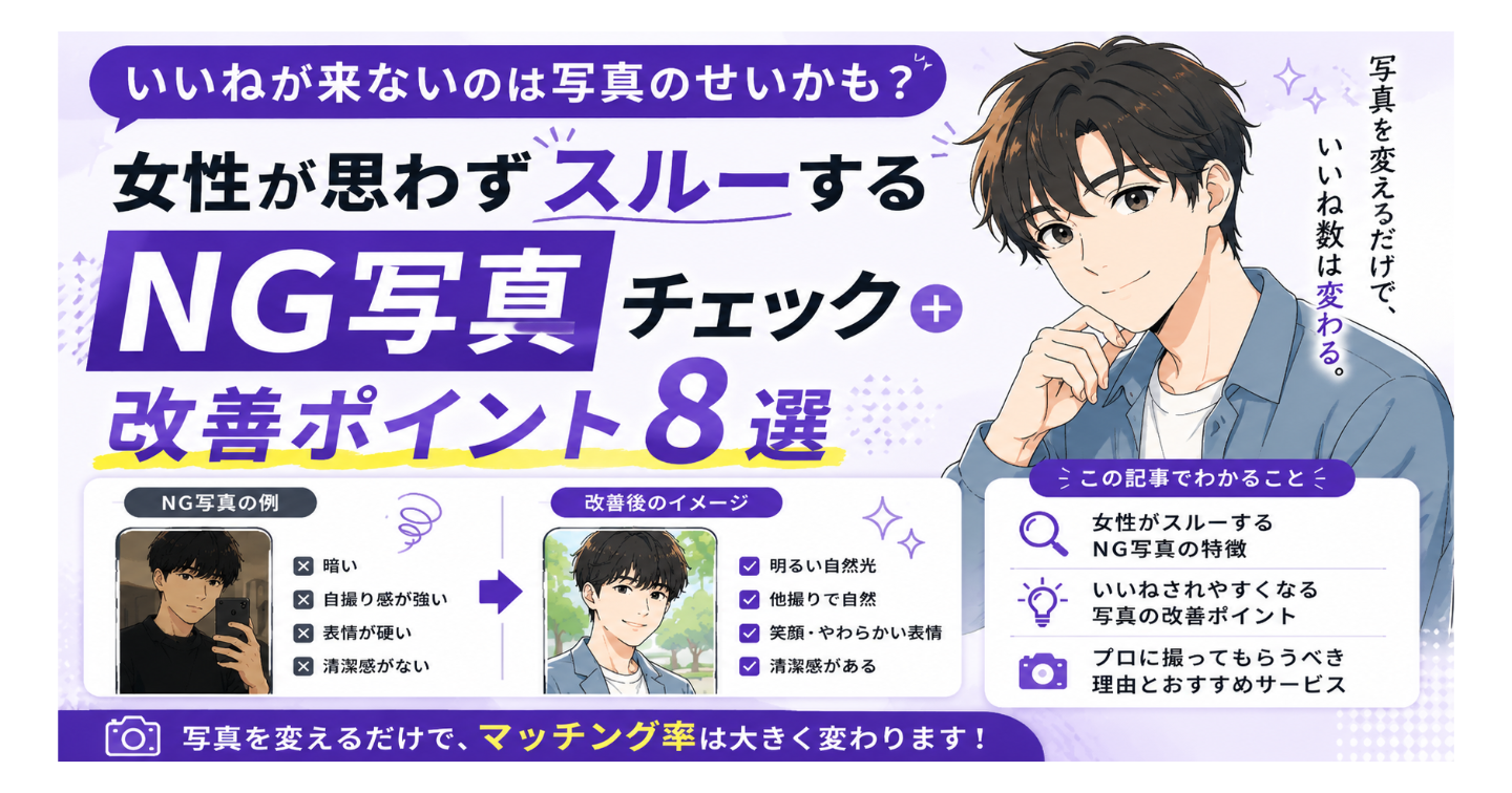 マッチングアプリでいいねが来ない男性へ。女性が写真で切る理由と、プロフィール改善の答え合わせ
