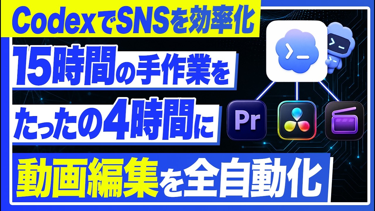 Codexで動画編集のカットとテロップを自動化する方法｜Premiere・DaVinci・Final Cut対応