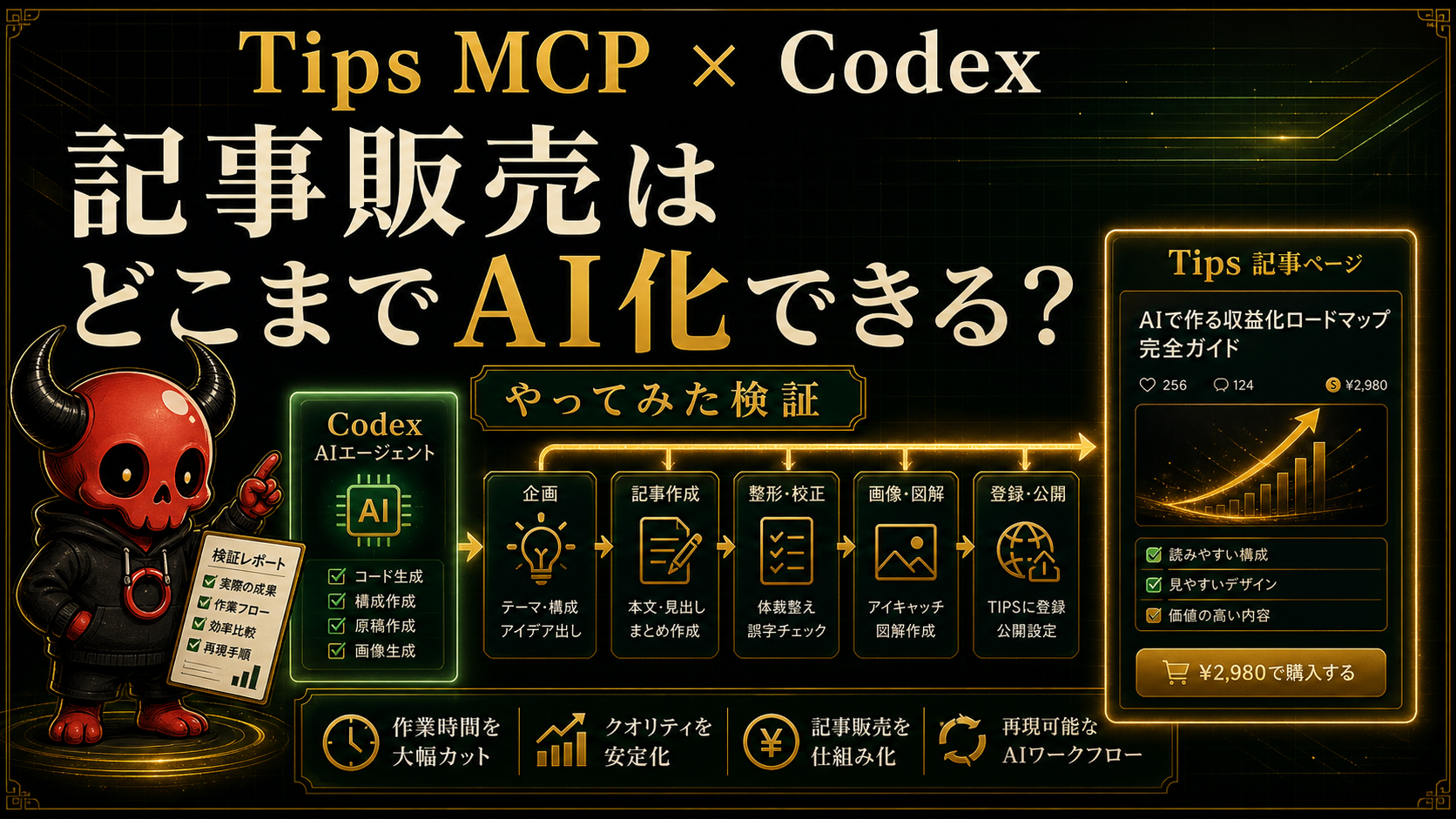 Tips MCPをCodexでやってみた。記事販売はどこまでAIに任せられるのか